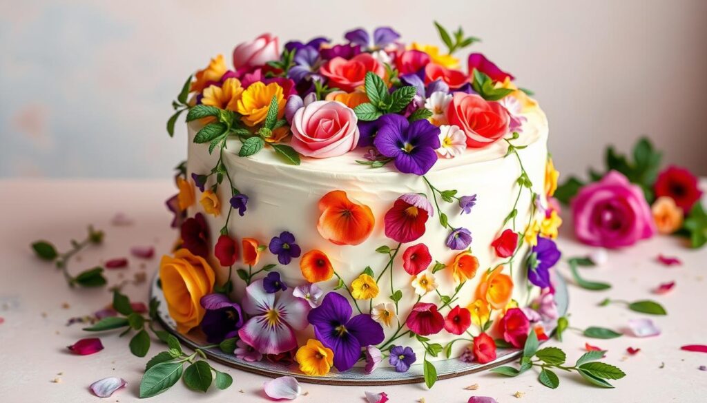 Edible Blooms Cake Decoration