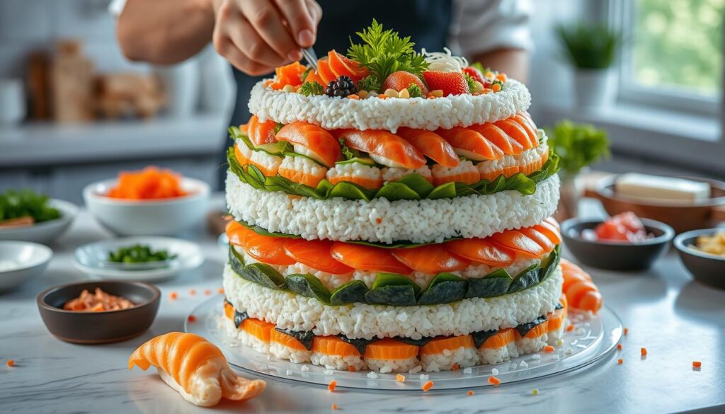 Sushi Cake Assembly Techniques